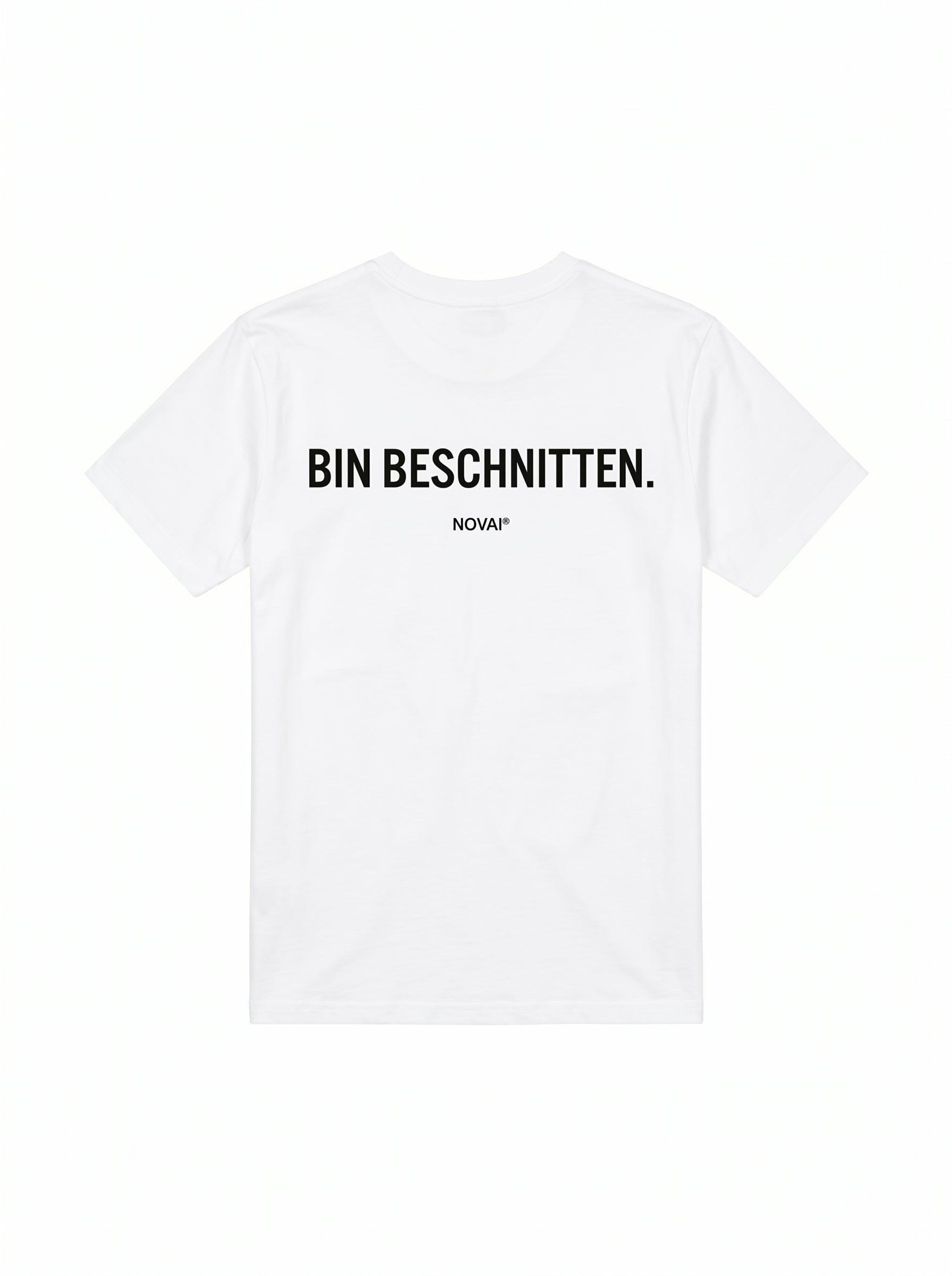 T-Shirt — "Bin Beschnitten." Minimal German Text Tee